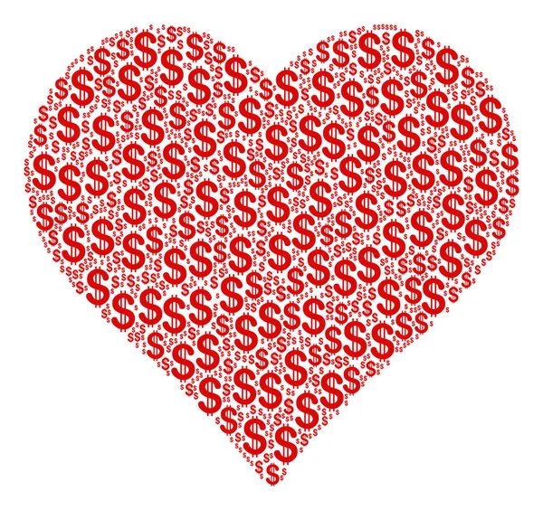 Colagem de coração Valentim de Dólar —  Vetores de Stock