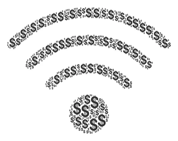 Wi-Fi πηγή σύνθεση του δολαρίου — Διανυσματικό Αρχείο