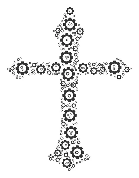 Cruz Cristiana Composición de Cog — Vector de stock