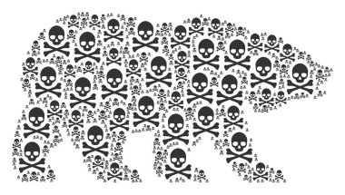 Kolaj ölüm kafatası öğeleri bir ayı