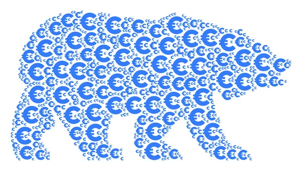 Bear Mosaic of Euro Icons — Stock Vector