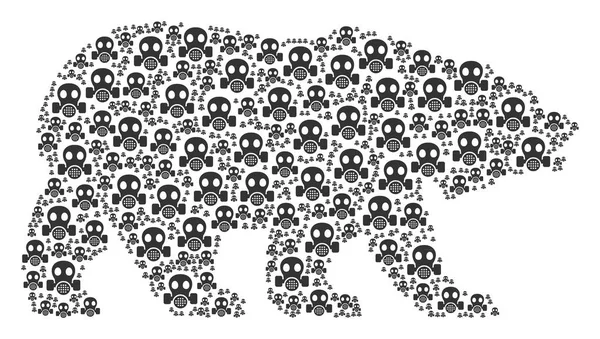 Символы медведя в противогазе — стоковый вектор