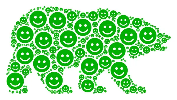 Αρκούδα ψηφιδωτό ευτυχής χαμόγελο εικονιδίων — Διανυσματικό Αρχείο