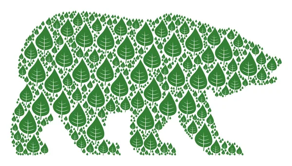 Αρκούδα μοτίβο των φυτών φύλλων εικονιδίων — Διανυσματικό Αρχείο
