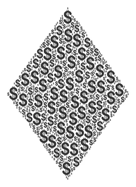 Filled Rhombus Collage of Dollar — Stock Vector