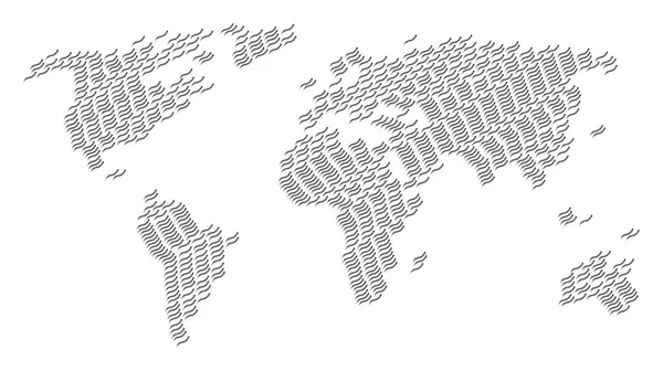 Welt-Atlas-Collage von Ringelwurm-Ikonen — Stockvektor