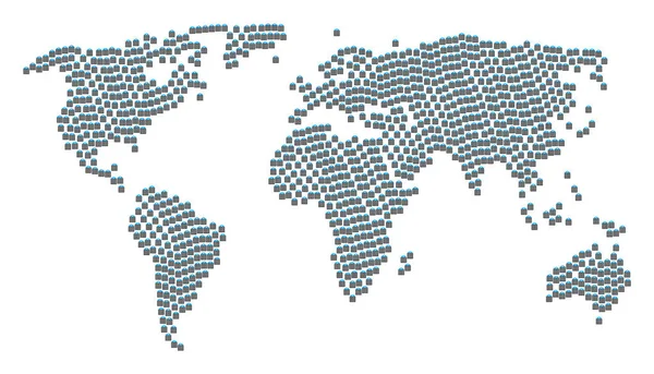 集合住宅商品のモザイクの世界地図 — ストックベクタ