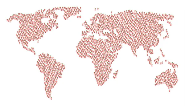 Παγκόσμιο χάρτη μωσαϊκό της Apple κούτσουρο εικονίδια — Διανυσματικό Αρχείο