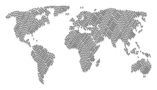 Mapa mundial Mosaico da direção da seta Ícones — Vetor de Stock