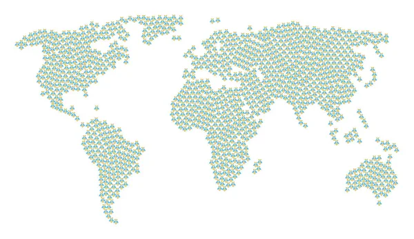 Welt-Atlas-Collage von Bienenartikeln — Stockvektor
