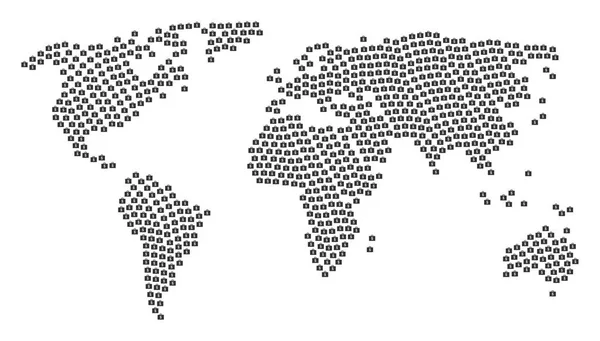 Carte du monde Collage d'icônes d'analyse de rentabilisation — Image vectorielle