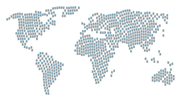 계산기 아이콘의 전세계 지도 모자이크 — 스톡 벡터