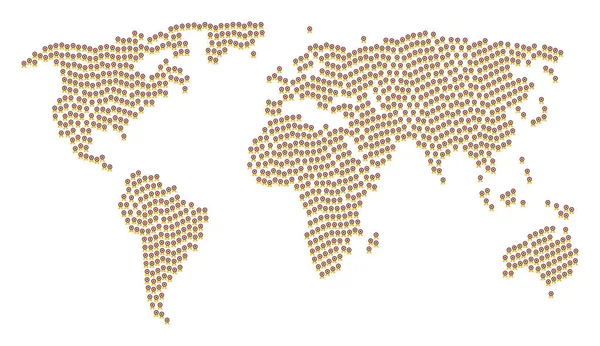 Sertifika mühür öğeleri Global Atlas mozaiği — Stok Vektör