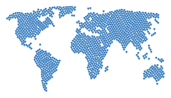 Welt-Atlas-Mosaik von Champignon-Pilz-Ikonen — Stockvektor