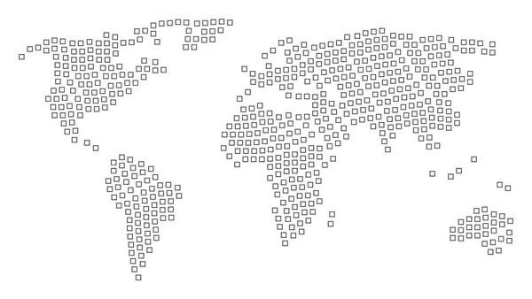 Atlas mondial Mosaïque des éléments carrés de contour — Image vectorielle