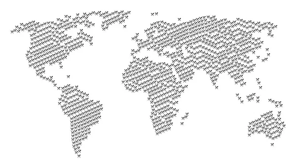 Карта мира с вилами и ложками — стоковый вектор