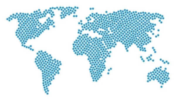 Mapa mundial Collage de artículos de engranaje — Vector de stock