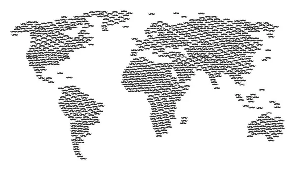 Mappa Globale Modello di Gentleman Baffi Icone — Vettoriale Stock
