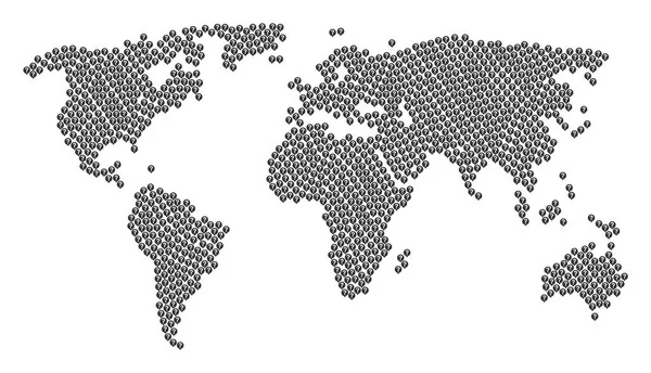 Mapa mundial Collage de artículos de globo de ayuda — Vector de stock