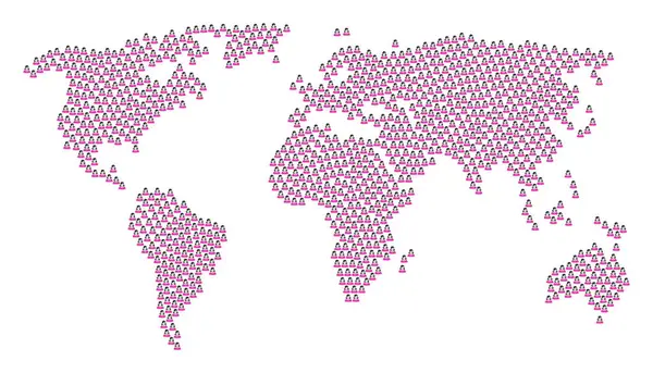 Padrão de mapa mundial de ícones de Lady — Vetor de Stock