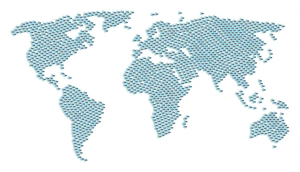 Mapa mundial Mosaico de Cerrar sesión Iconos — Vector de stock