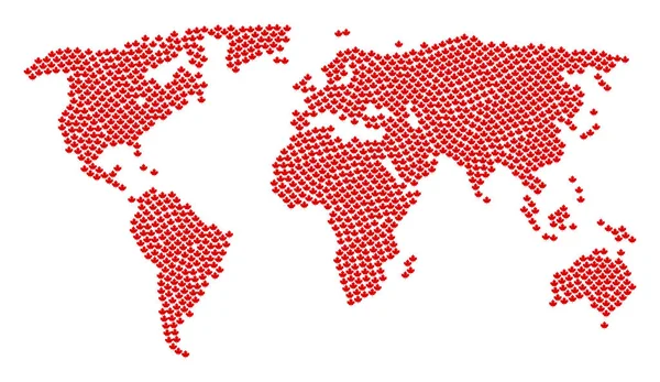メープル リーフ アイコンの世界マップ パターン — ストックベクタ