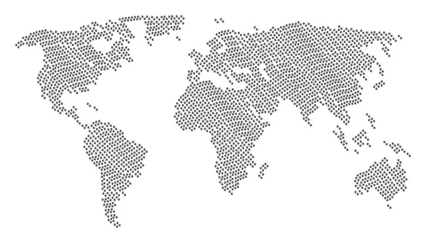 Padrão de mapa mundial de pegadas de pata ícones —  Vetores de Stock