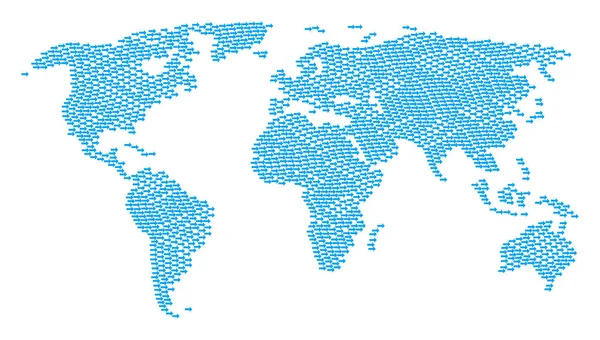 Globální mapa koláž šipka doprava zboží — Stockový vektor