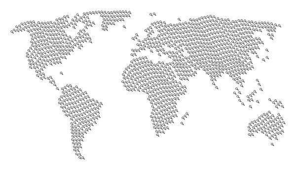 Padrão de mapa mundial de ícones de pesquisa — Vetor de Stock