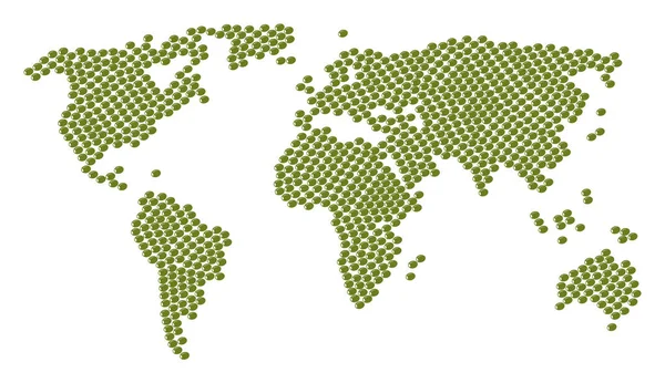 Wereldwijd kaart Collage van Olive Items — Stockvector