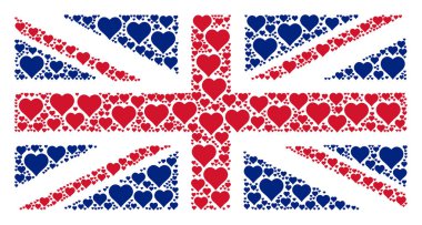 İngiliz bayrağı deseni Sevgililer kalp öğeleri