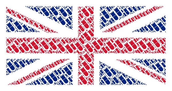 Grande-Bretagne Drapeau Mosaïque de bombes aériennes — Image vectorielle