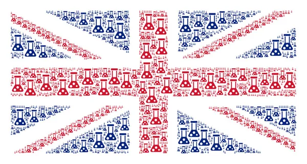 Royaume-Uni Modèle de drapeau des icônes de chimie — Image vectorielle
