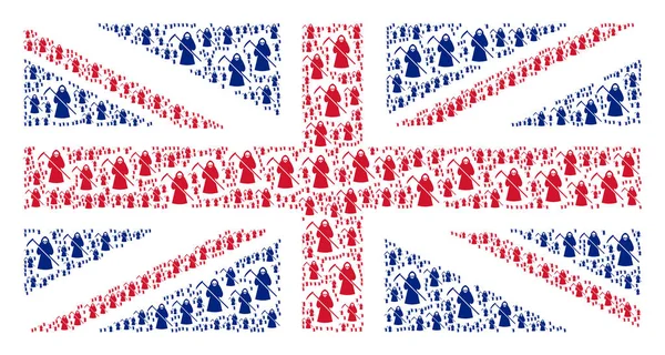 英国国旗拼贴画死亡 Scytheman 项目 — 图库矢量图片