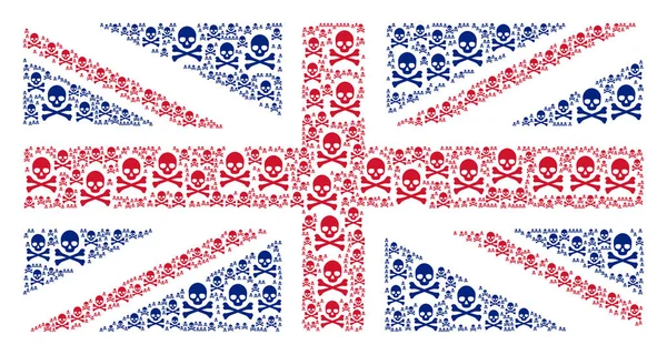 Символы черепа смерти Великобритании с изображением флага Великобритании — стоковый вектор