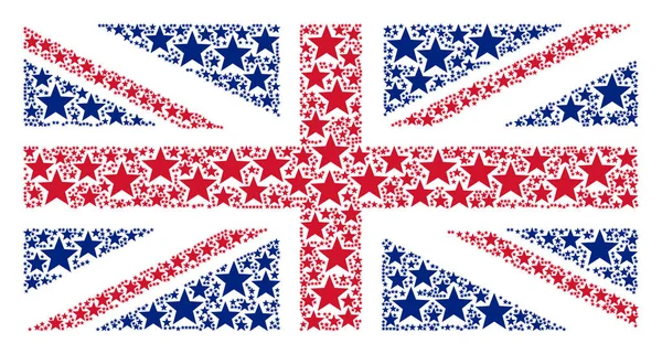 British Flag Pattern of Fireworks Star Items — Stock Vector