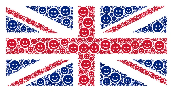 Bandeira do Reino Unido Mosaic of Glad Smile Icons — Vetor de Stock