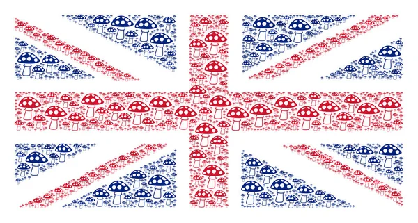 UK Flag Pattern of Mushroom Items — Stock Vector