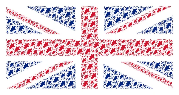 Mosaïque de drapeau britannique d'icônes de feuille de chêne — Image vectorielle
