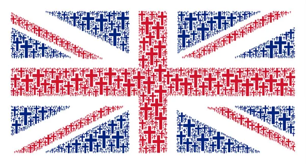 British Flag Collage of Religious Cross Icons — Stock Vector