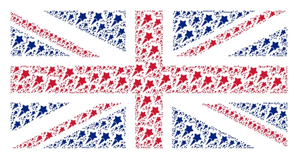 Reino Unido Bandera Collage of Starting Star Artículos — Vector de stock