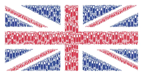 Britische Flagge Muster der Reagenzgläser — Stockvektor