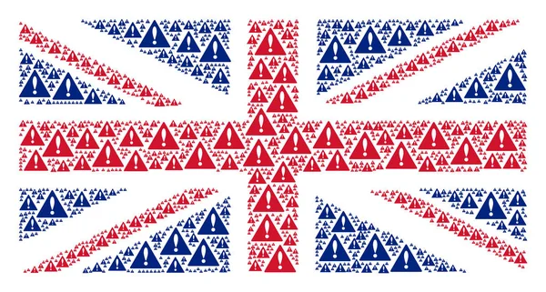 경고 아이콘의 영국 국기 패턴 — 스톡 벡터