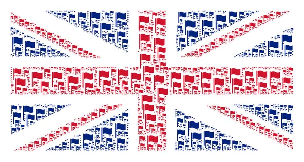 Great Britain Flag Pattern of Waving Flag Items — Stock Vector