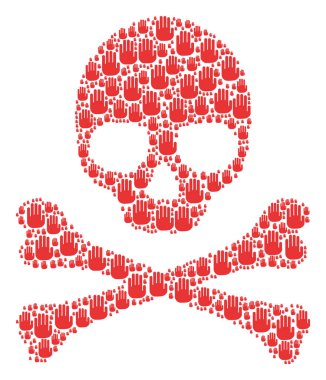 Kafatası mozaik Stop el öğeleri