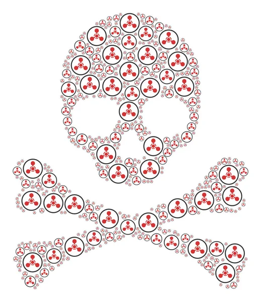 大量破壊兵器神経エージェント化学兵器アイテムの頭蓋骨パターン — ストックベクタ