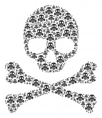 Gaz maskesi öğelerin kafatası desen