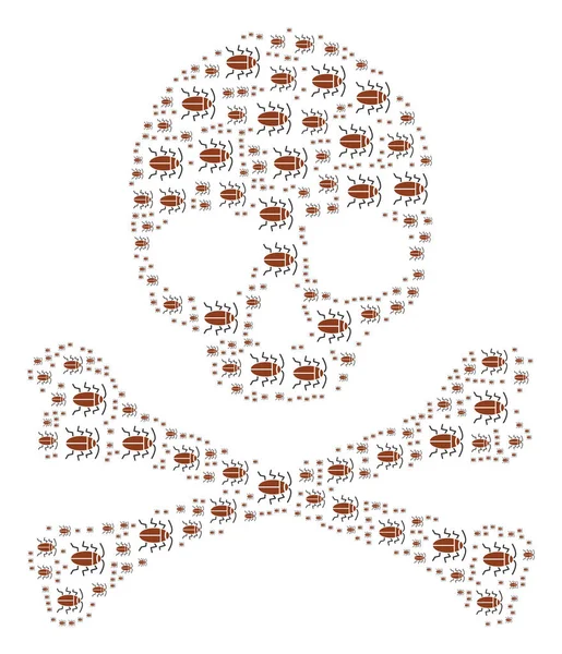 Schedel Collage van kakkerlak pictogrammen — Stockvector