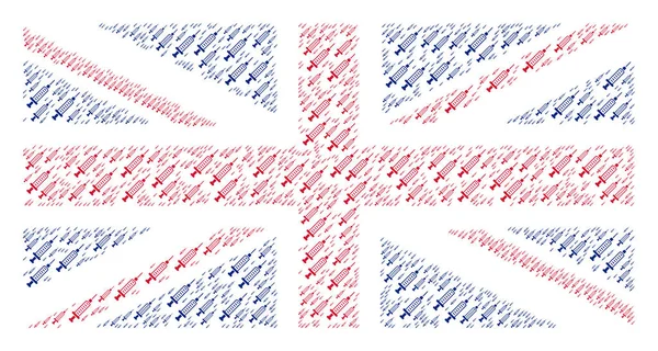 Great Britain Flag Mosaic of Syringe Items — Stock Vector