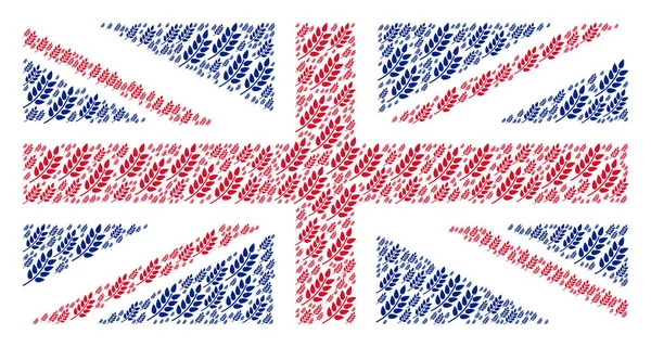 Gran Bretagna Bandiera Modello di Foglia Branca Articoli — Vettoriale Stock